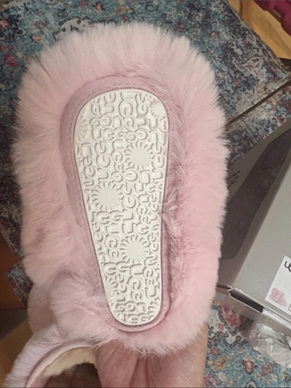 UGG Kids Pink Furry Pom-Pom Mittens